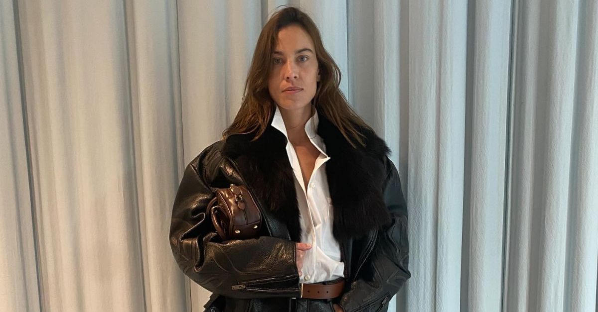 Alexa Chung Just Wore an Aviator Jacket With Leather Mini Shorts