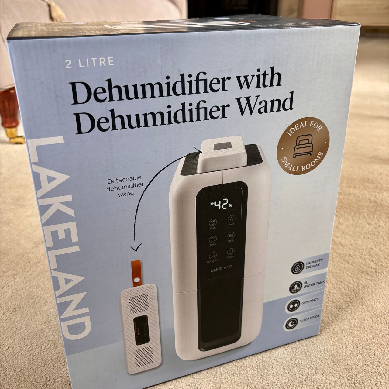 lakeland 2l dehumidifier with detachable wand box