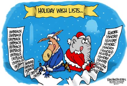 Political Cartoon U.S. Democrats Republicans Holiday Wish List Trump Impeachment