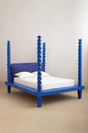 Blue framed double bed