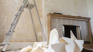 wallpaper stripping in a renovation project