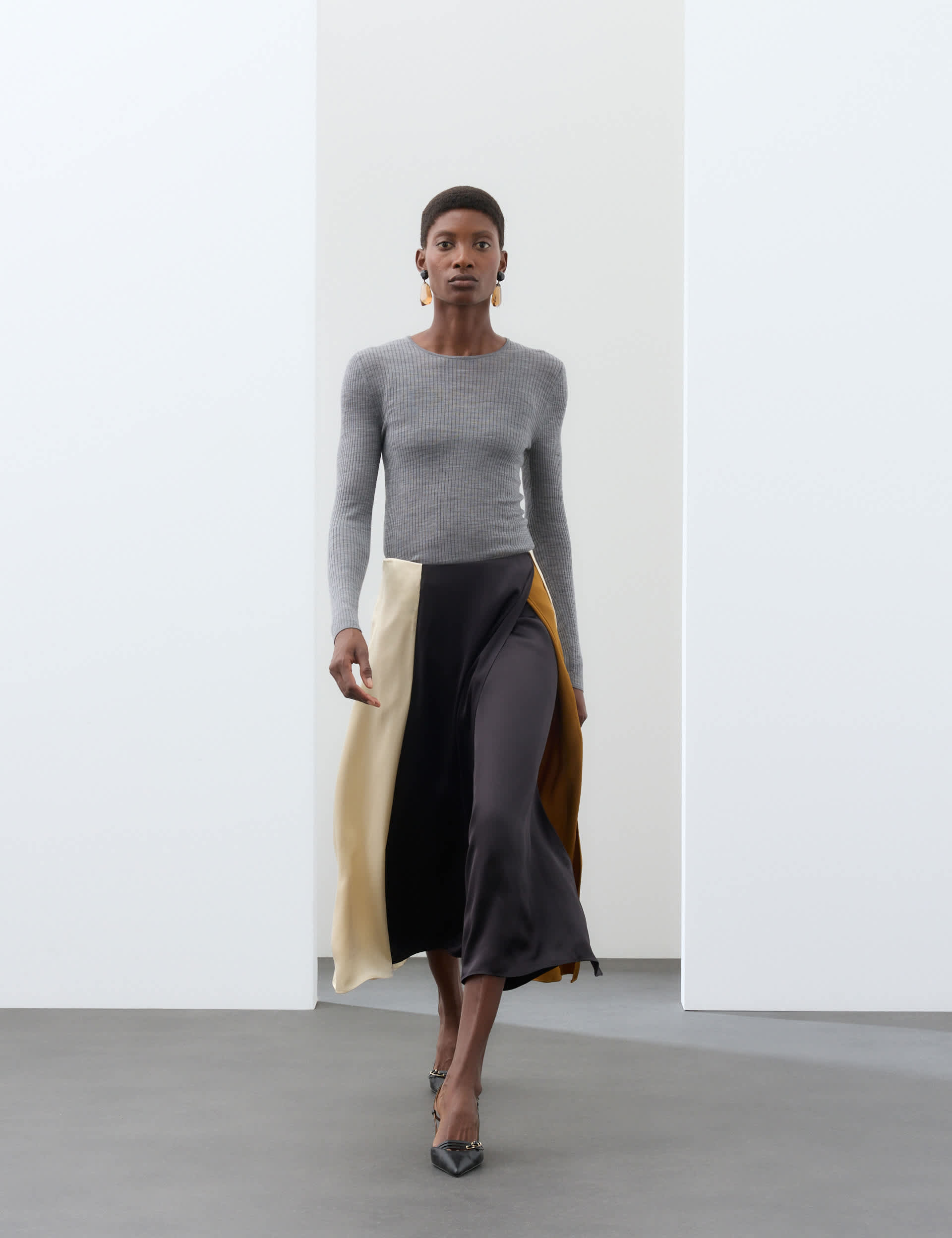 Colour Block Midaxi Wrap Skirt