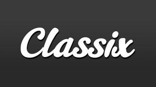 The Classix logo on a gray background.