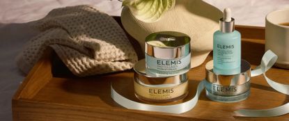 Elemis products on a tray