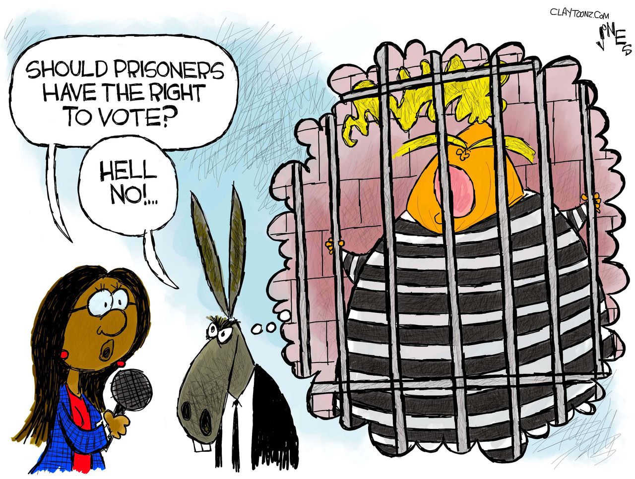 Political&amp;amp;nbsp;Cartoon&amp;amp;nbsp;U.S. Bernie Sanders democrats Pete Buttigieg prisoner voting rights Trump