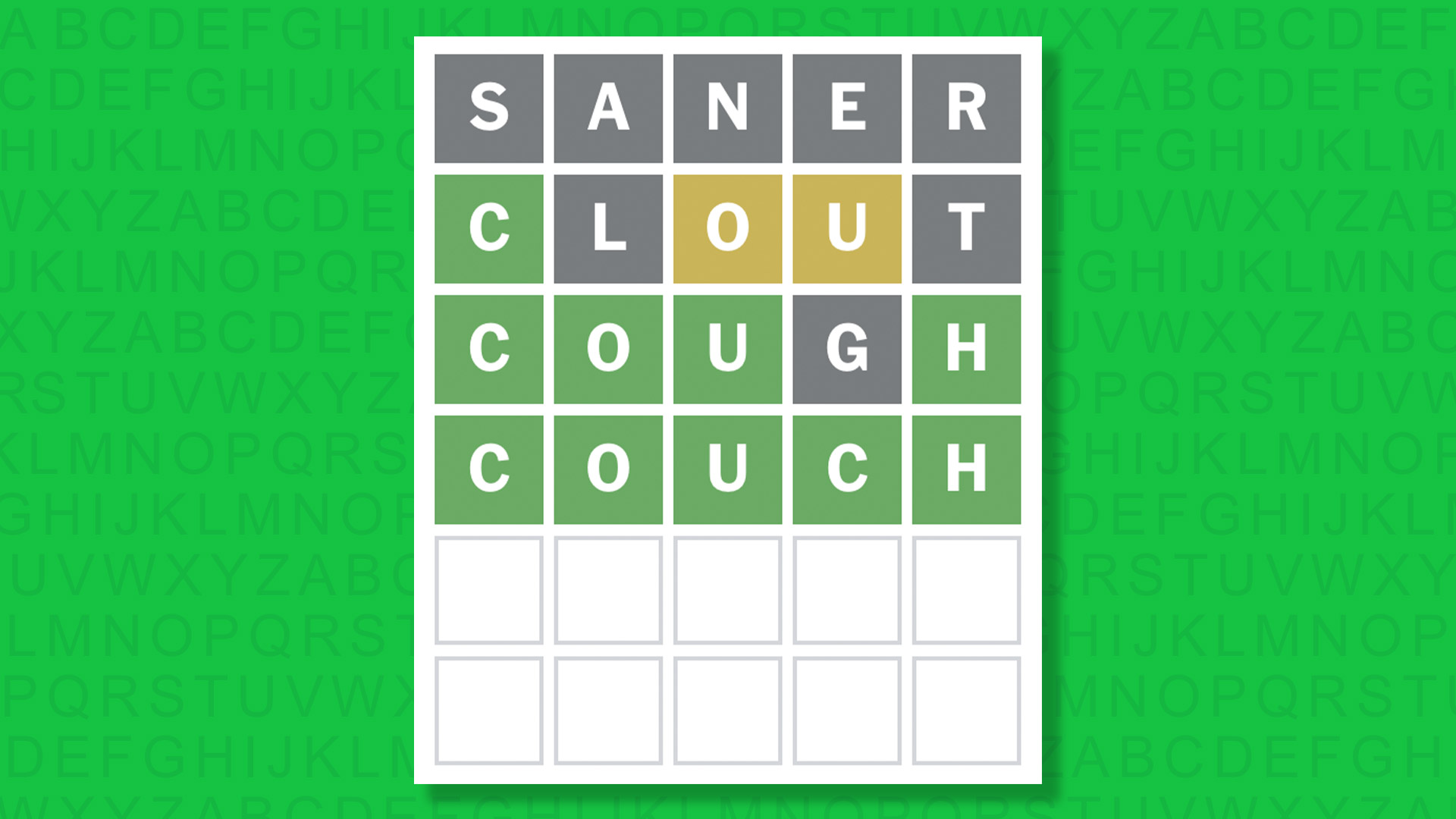 NYT Wordle answer for game 1802 on a green background