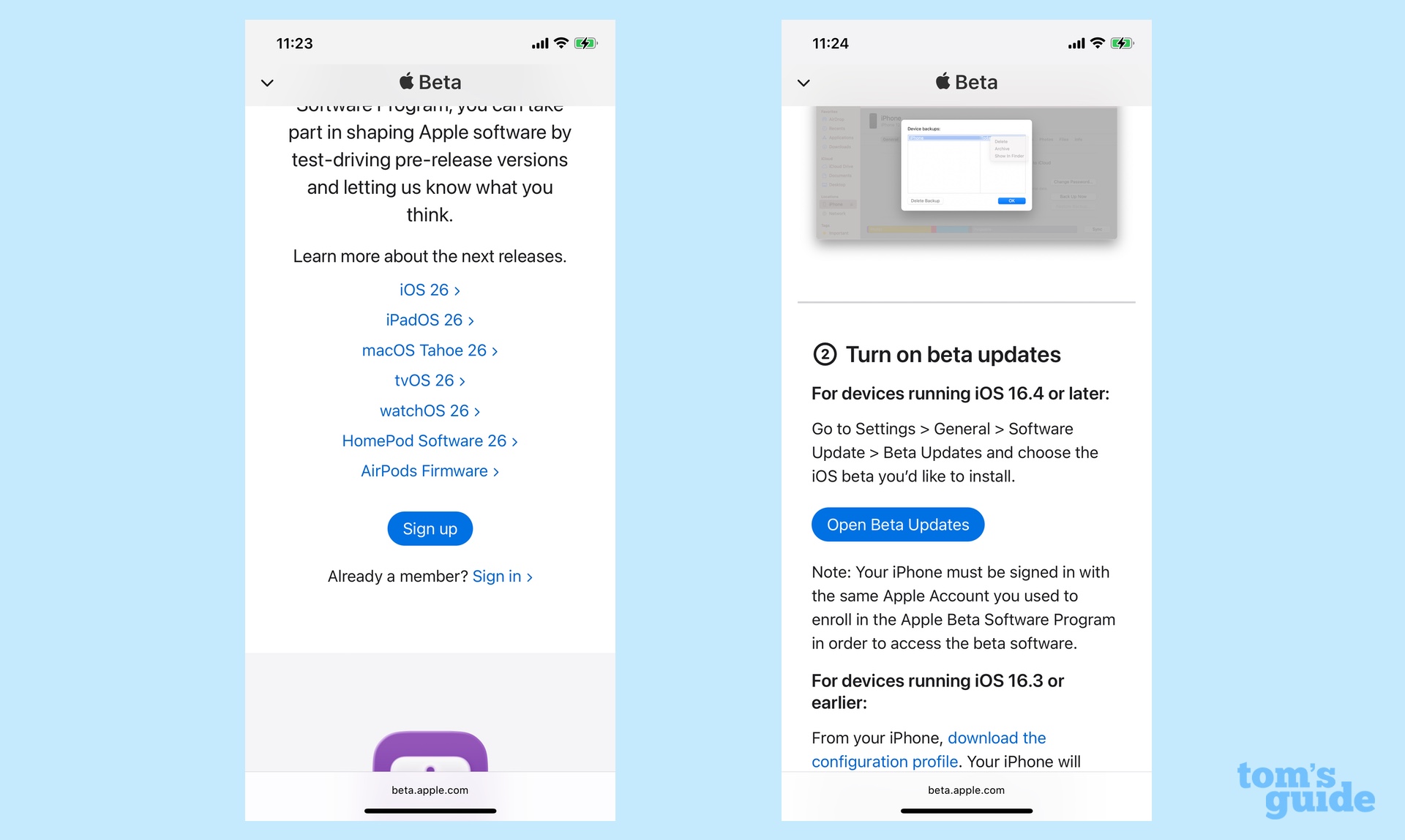 apple beta software program web pages