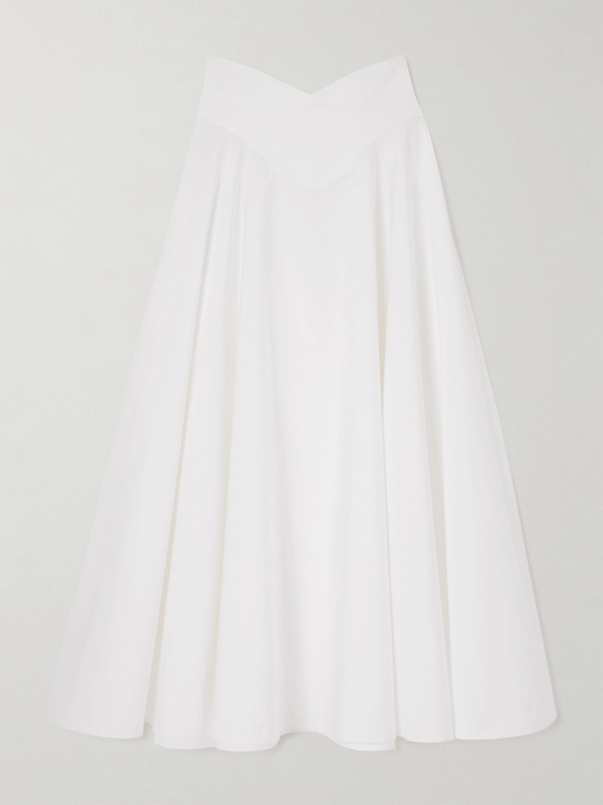 Pleated Cotton-Poplin Midi Skirt