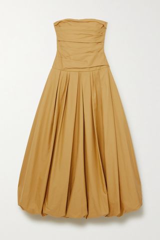 Ingrid strapless gathered cotton-twill gown
