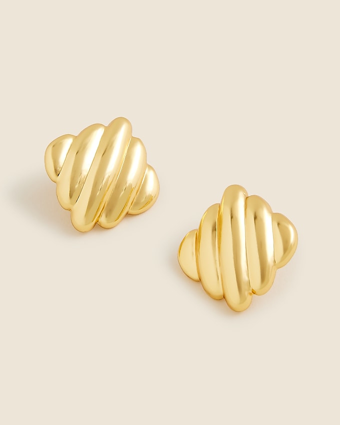Ridged Square Stud Earrings
