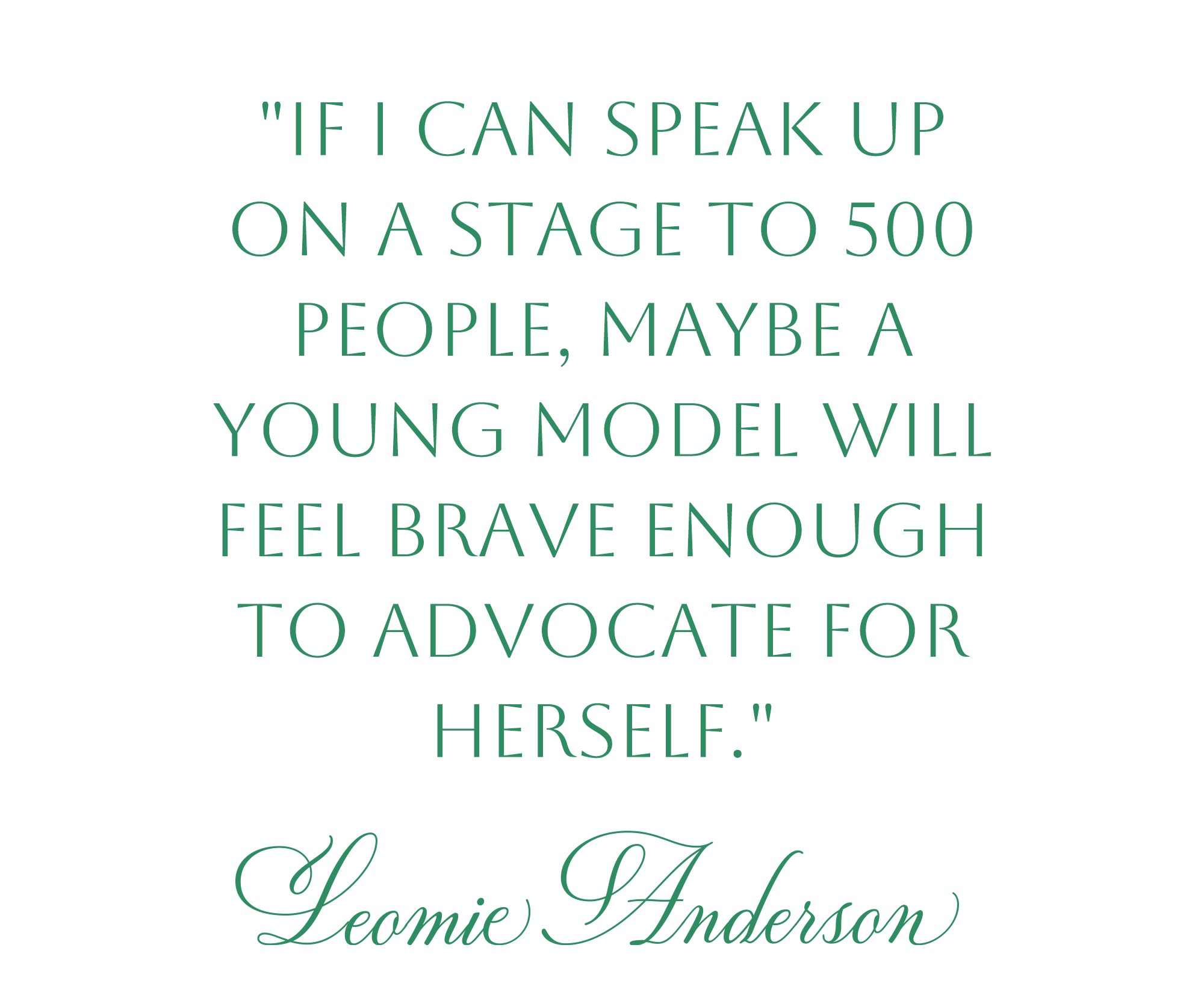 Leomie Anderson quote reading: 