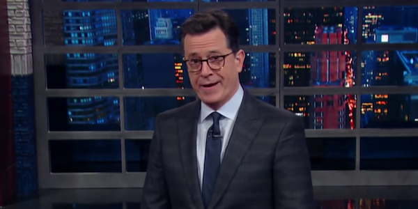 stephen colbert late show smirking