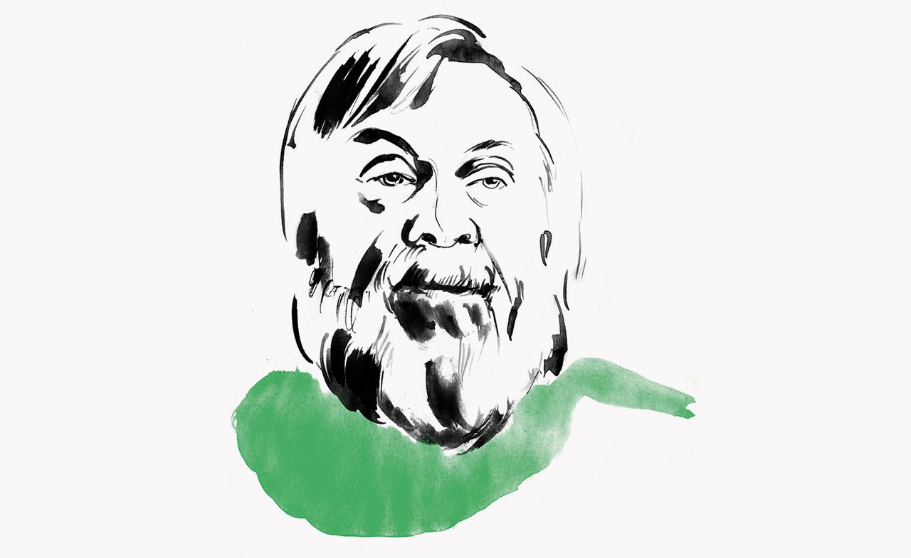 A painting of John Baldessari, artist.