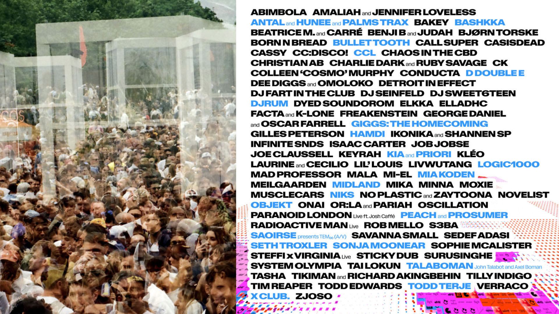 An image of the GALA festival line-up. 