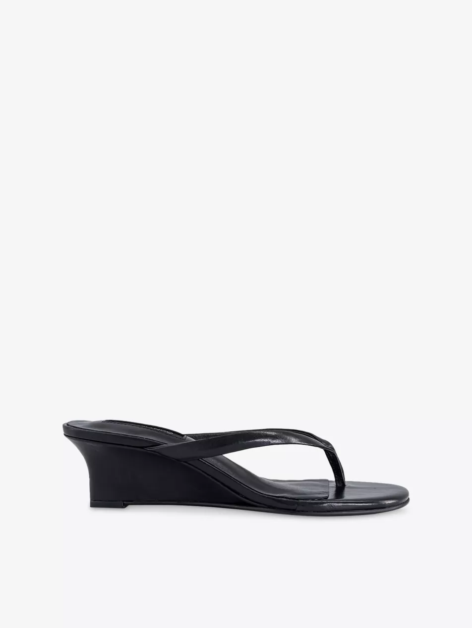 Edgy Leather Heeled Wedges - Eur 36 / 3 Uk Women