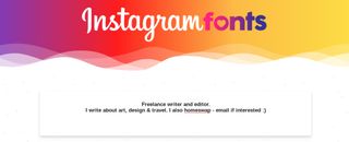 Instagram fonts generator homepage