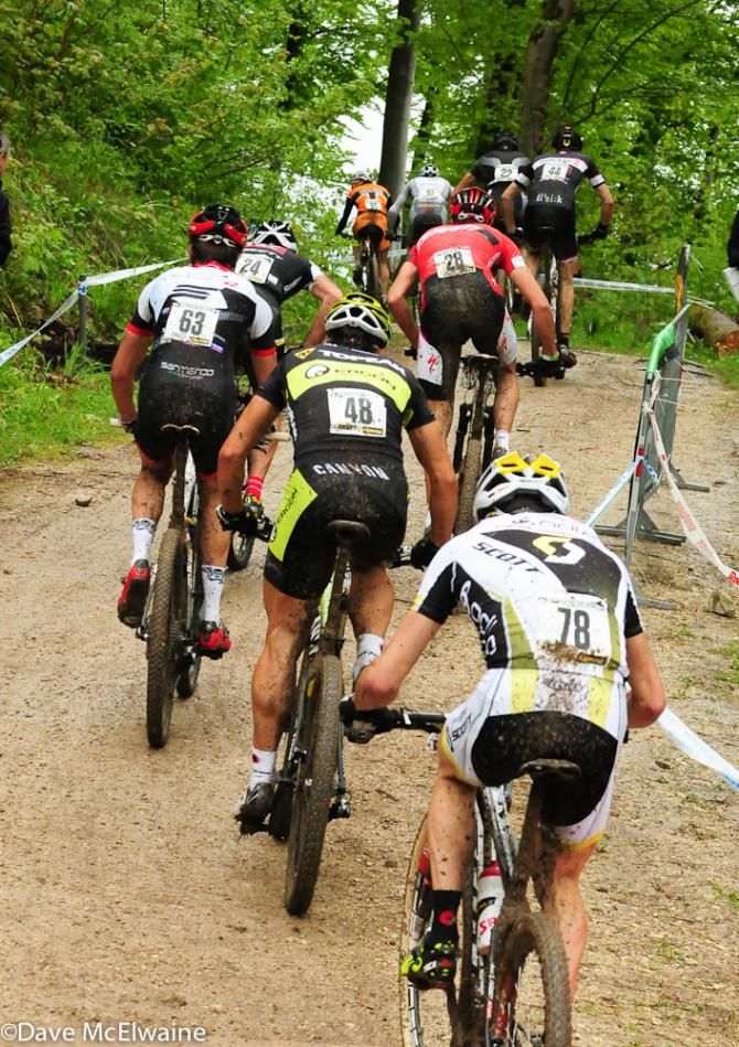 Riders on one of the fireroad climbs
