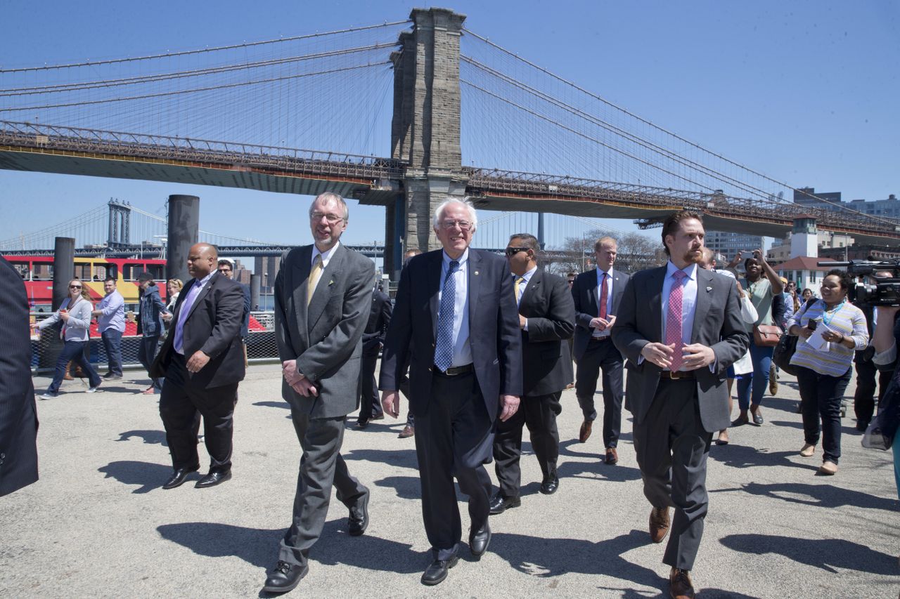 Levi Sanders, left, with Bernie Sanders.