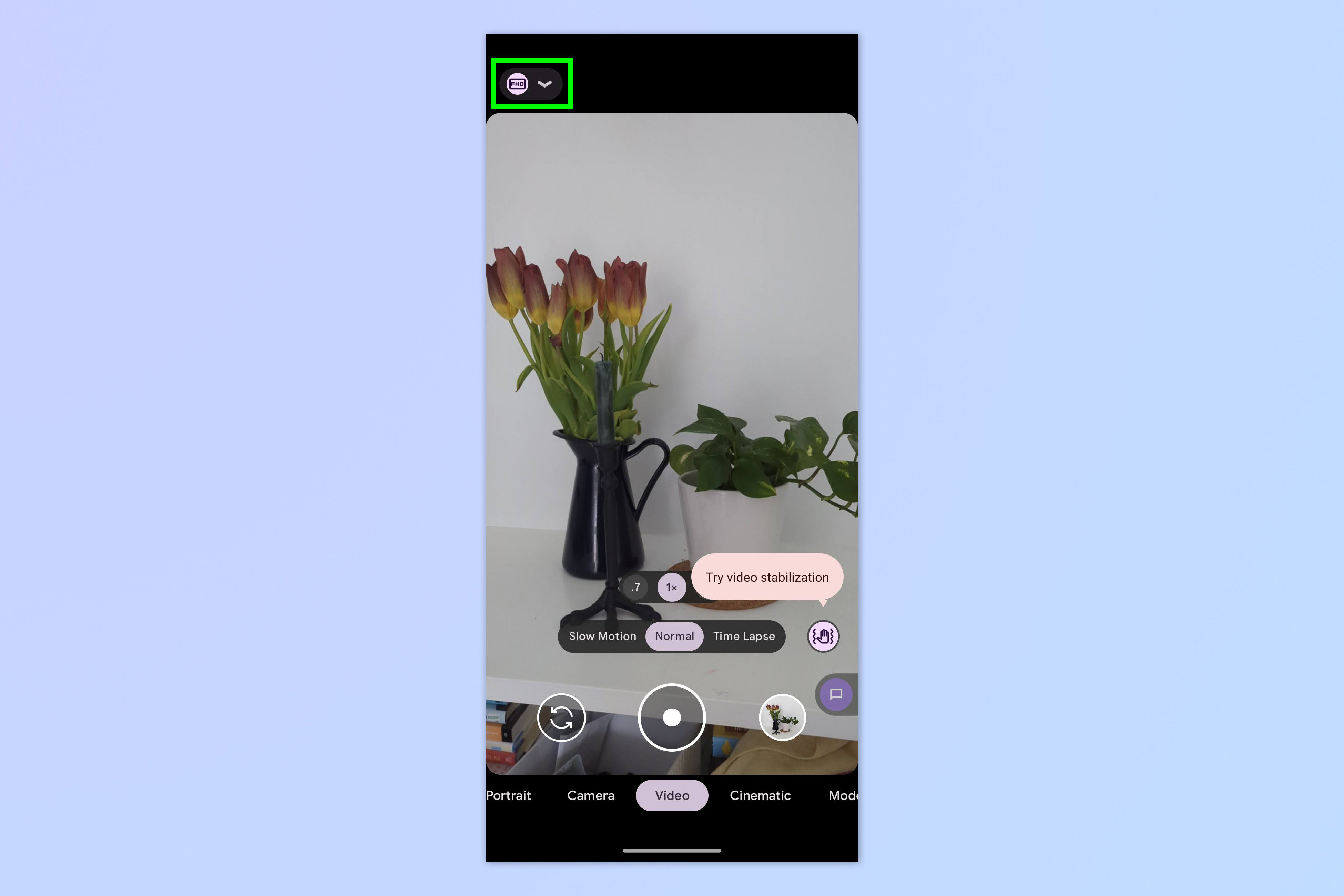 Скриншот, показывающий, как включить 10-битное цветное видео на Android
