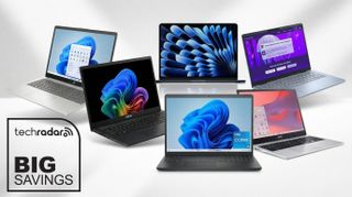 A collage of laptops currently on sale, including a MacBook, Acer, Lenovo, Dell, and Chromebook