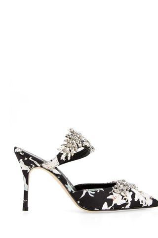 Manolo Blahnik black and white crystal heels