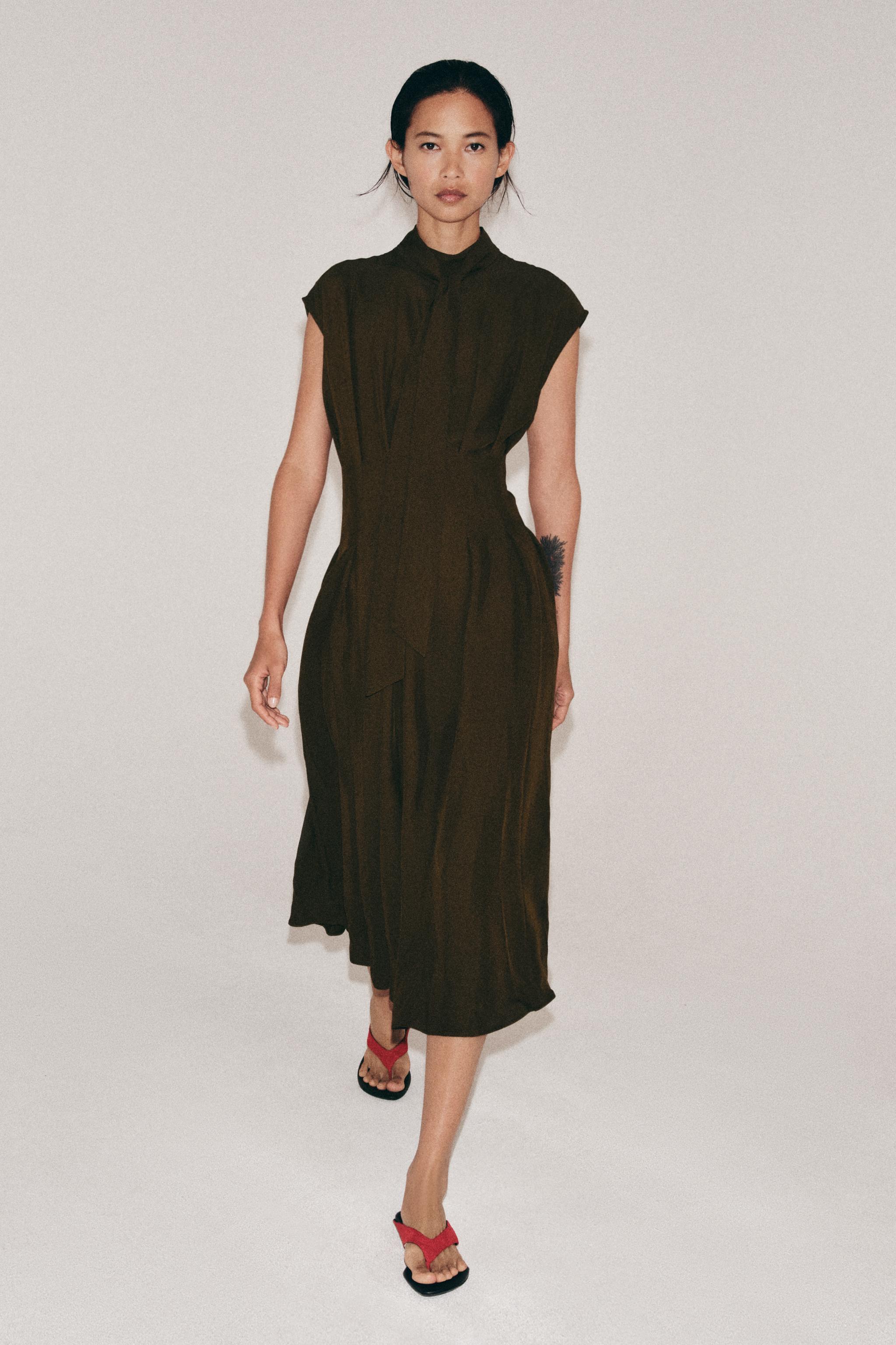 Zw Collection Midi Dress With Ties