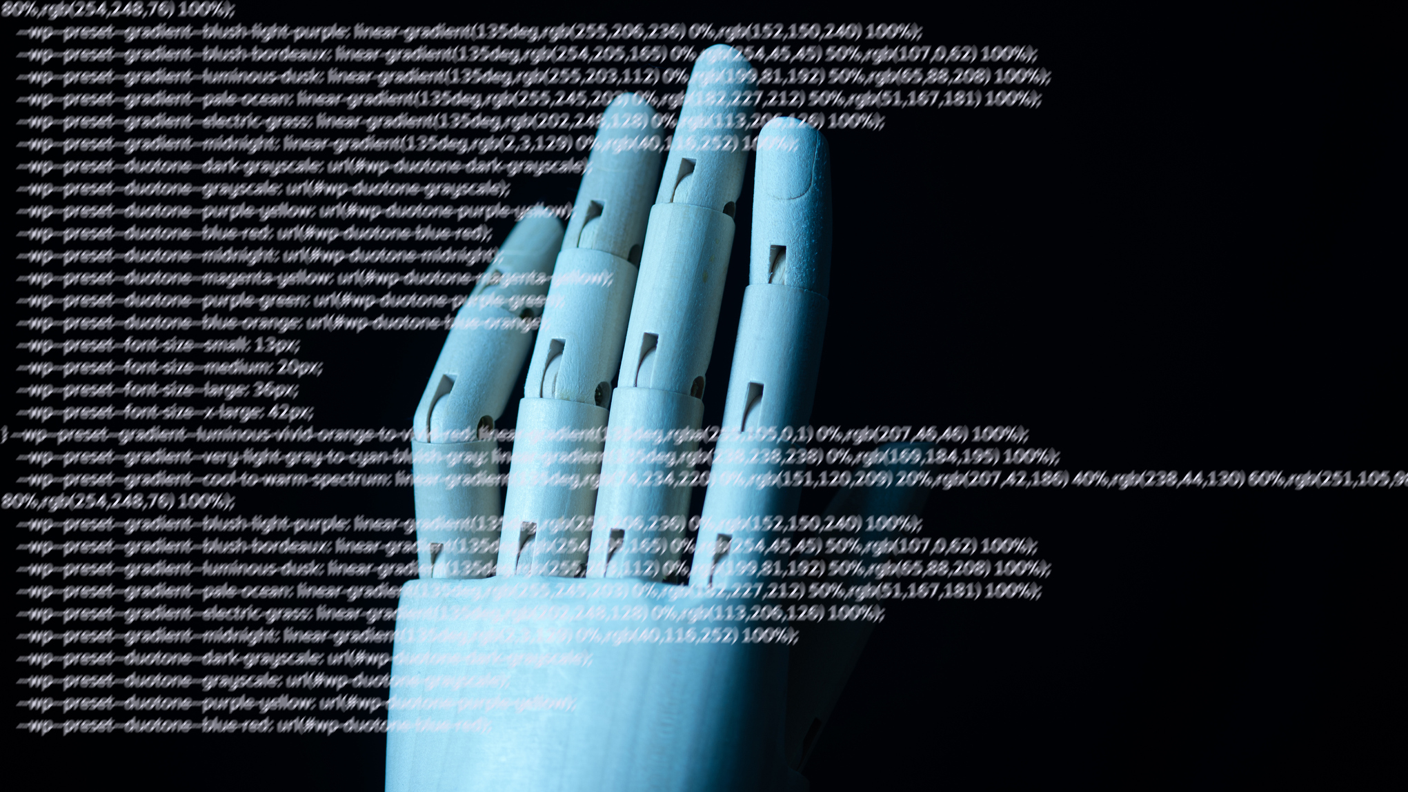 Robot hand on text