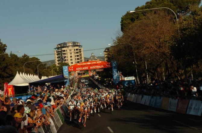 The bunch were treated to a perfect warm evening for their first race of the year in Adelaide