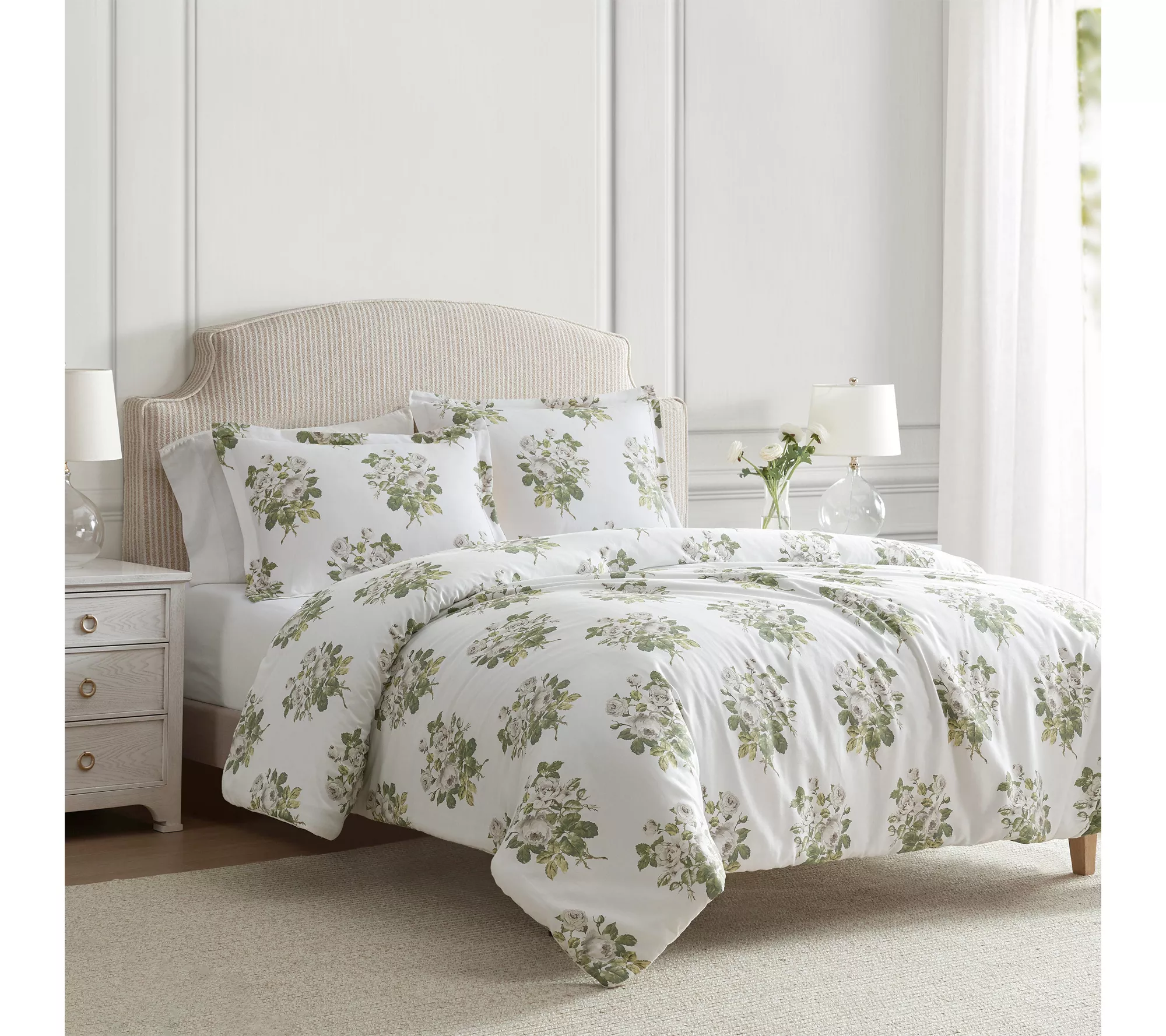 Martha Stewart Eloise Floral Grey Cotton Twin Comforter Set - Qvc.com