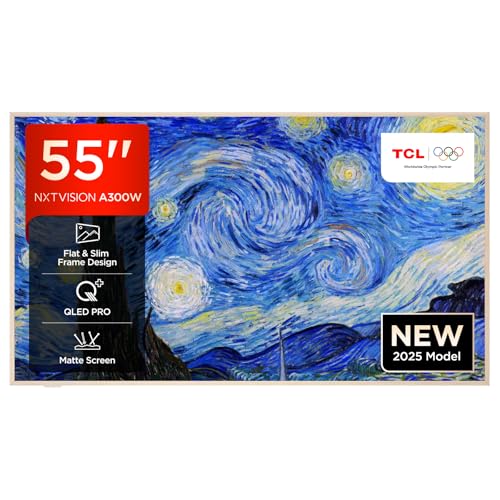 Tcl Nxtvision 55a300w-Uk Qled Pro 4k Ultra Hd Tv, 4k Hdr Pro, Matte Screen, Smart Tv Powered by Google Tv (dolby Vision Iq &amp;amp; Atmos, 144hz Motion Clarity Pro, Compatible With Google Assistant)