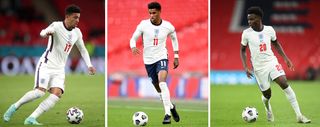 England's (left to right) Jadon Sancho, Marcus Rashford and Bukayo Saka were racially abused after their penalty misses