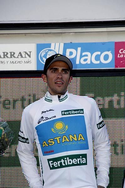 Alberto Contador (Astana) in the combined competition jersey.