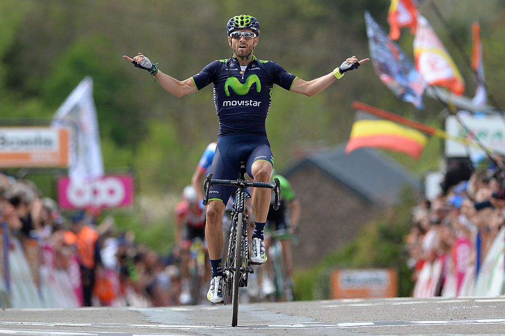 Cycling: 78th Fleche Wallonne 2014
Arrival / VALVERDE Alejandro (ESP) Celebration Joie Vreugde /
Bastogne - Mur de Huy (199Km)/
Waalse Pijl / Bastenaken /(c) Tim De Waele
