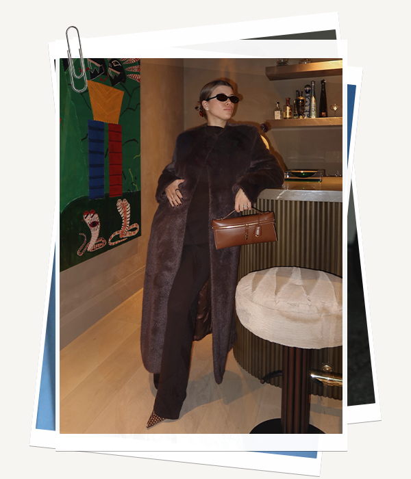 Sofia Richie Grainge wearing a suede rich-girl coat