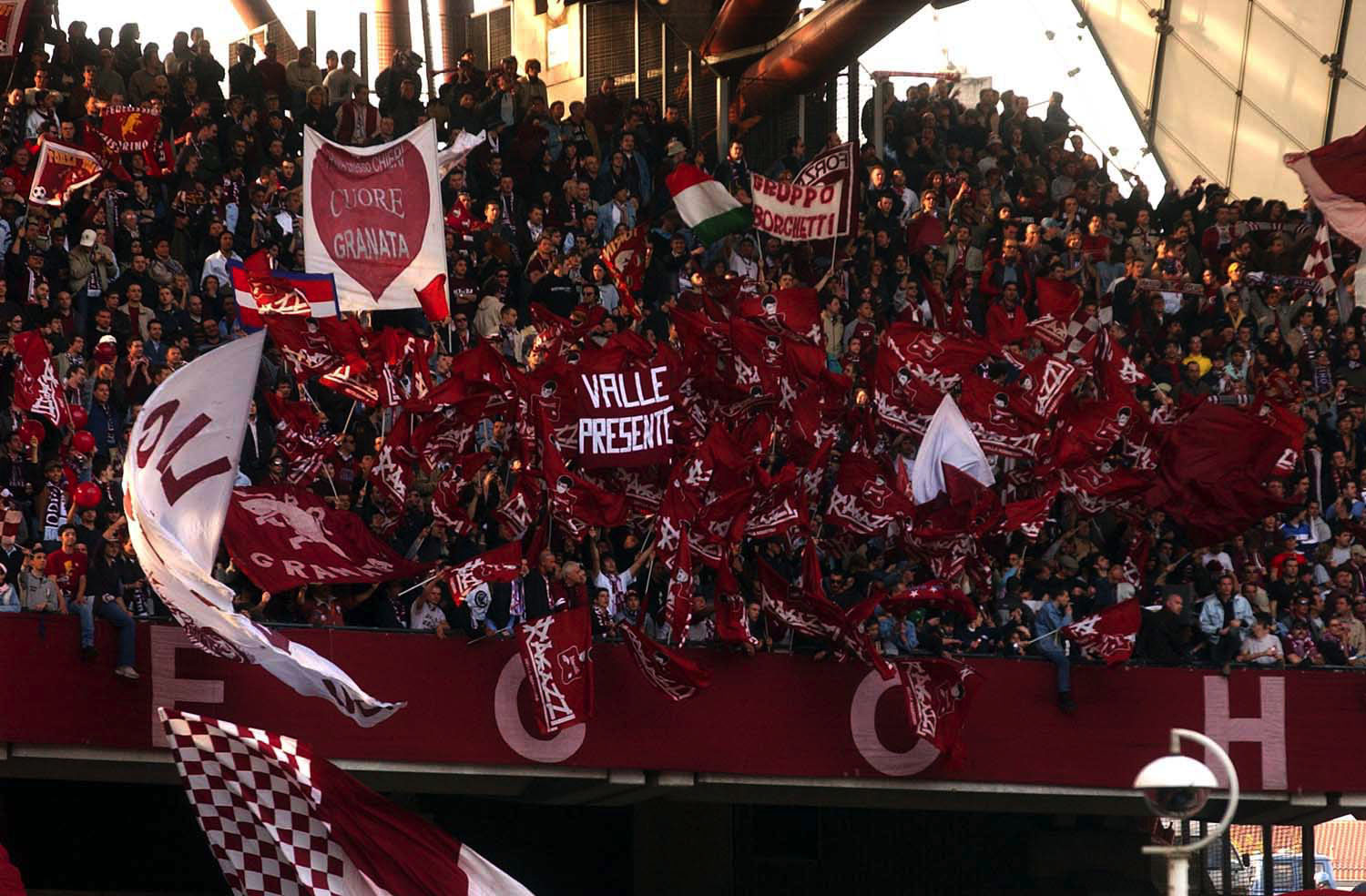 Torino fans during a derby against Juventus in April 2003.