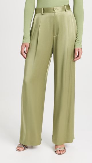 Doubleface Satin Relaxed Pleated Pants