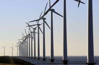 Windturbines near the North Sea coast. Wind energy is well developed in the Netherlands.