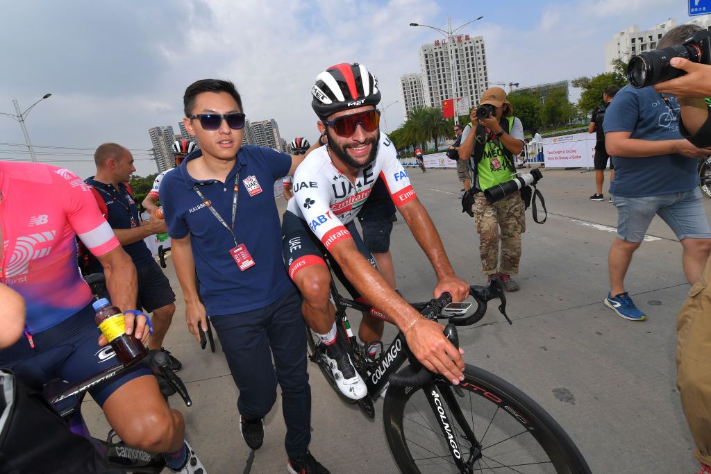 Fernando Gaviria (UAE Team Emirates) after winning stage 1 of the Tour of Guangxi