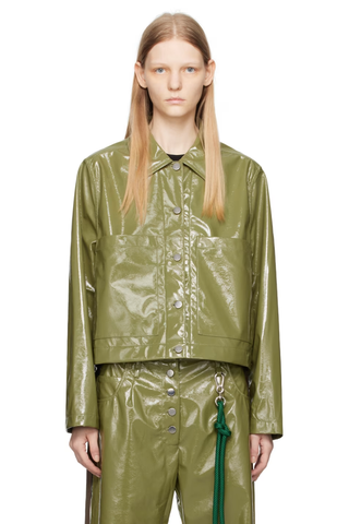 Song for the Mute Green Cropped Faux-Leather Jacket