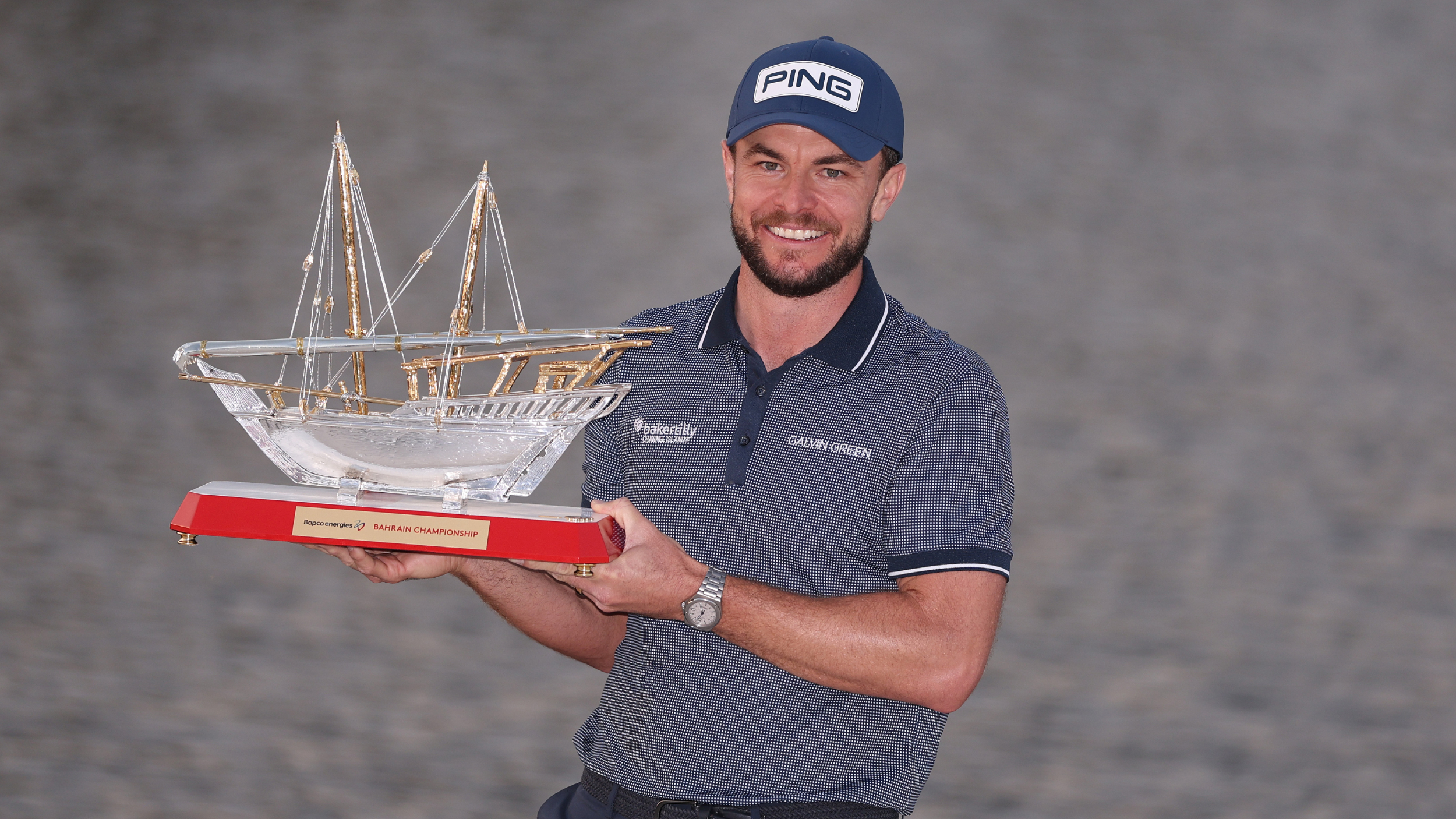 Laurie Canter with the Bahrain Championship trophy