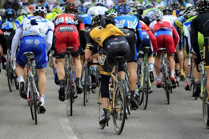 Gerald Ciolek (MTN-Qhubeka) at the back of the peloton on the climb