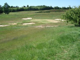 The green on the par-5 11th hole a year after closure