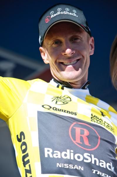 Levi Leipheimer (RadioShack) happy to be in yellow again.