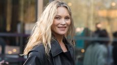 Kate Moss wears a leather jacket as she attends the Stella McCartney Womenswear Fall/Winter 2025-2026 show as part of Paris Fashion Week on March 05, 2025