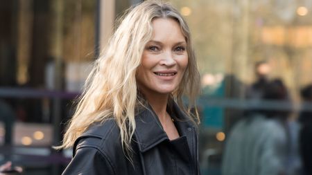 Kate Moss wears a leather jacket as she attends the Stella McCartney Womenswear Fall/Winter 2025-2026 show as part of Paris Fashion Week on March 05, 2025