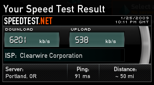 This is the exception to the Clearwire rule. Customers are supposed to receive 6 Mbps of download bandwidth. We must have caught a good breeze on this test.