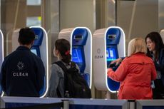 Passengers stand in Clear Plus line that gets them to their gate faster, using their eyes or fingerprints to verification