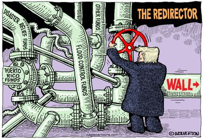 Political Cartoon U.S. Mulvaney the redirector pipes