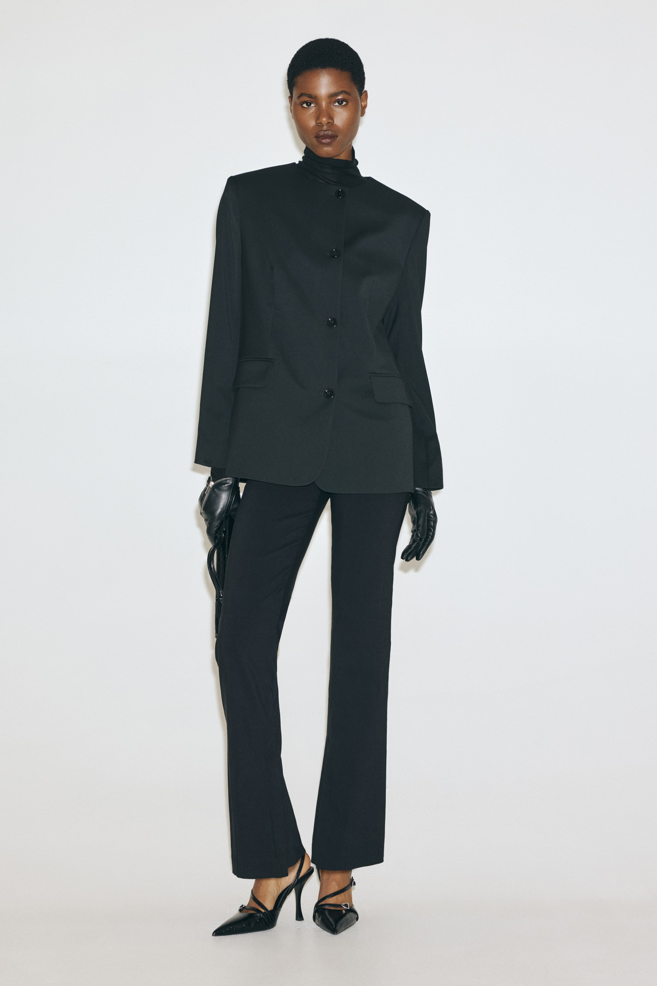 Collarless Blazer - Black