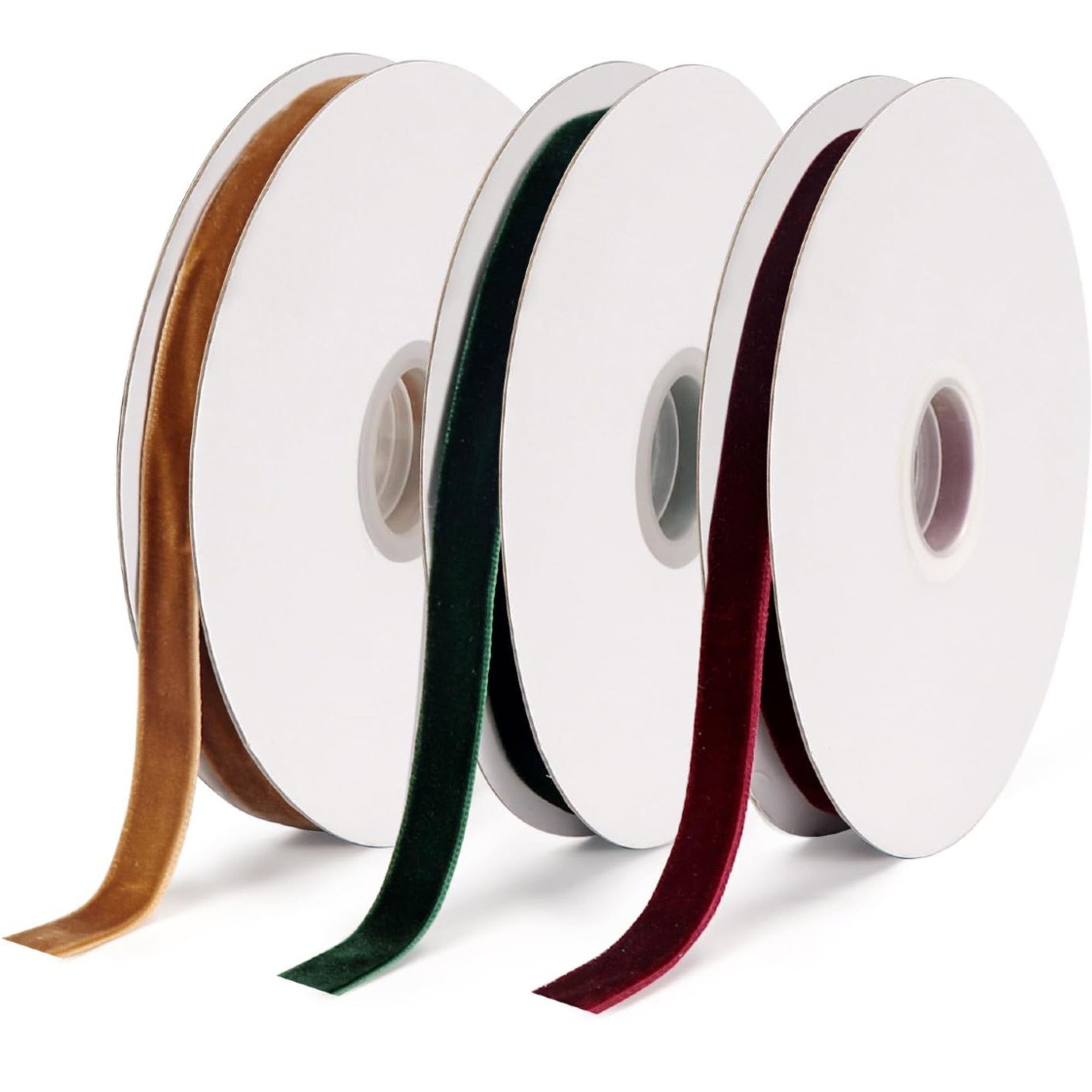 3 Rolls of Vintage Velvet Ribbon